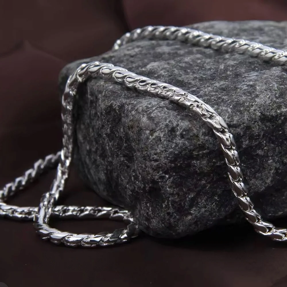 Sterling Silver Plated 5mm Snake Chain Necklace for Woman Man 20 Inches